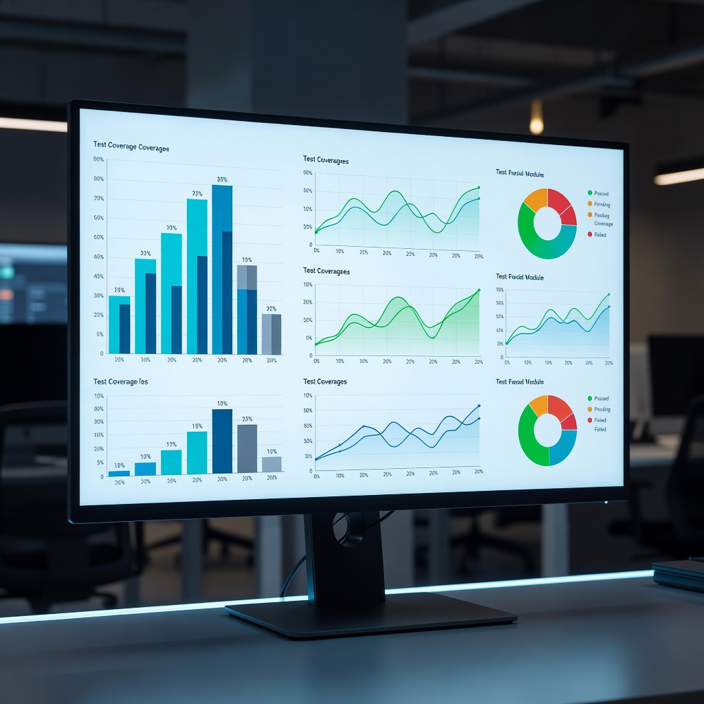 Code testing metrics dashboard displaying automated test coverage graphs